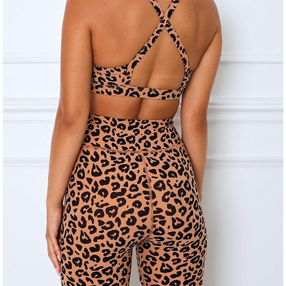 Leopard Print Workout Set Leggings and Sports Bra